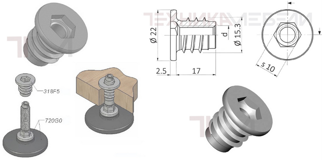 Втулки резьбовые для мебели
